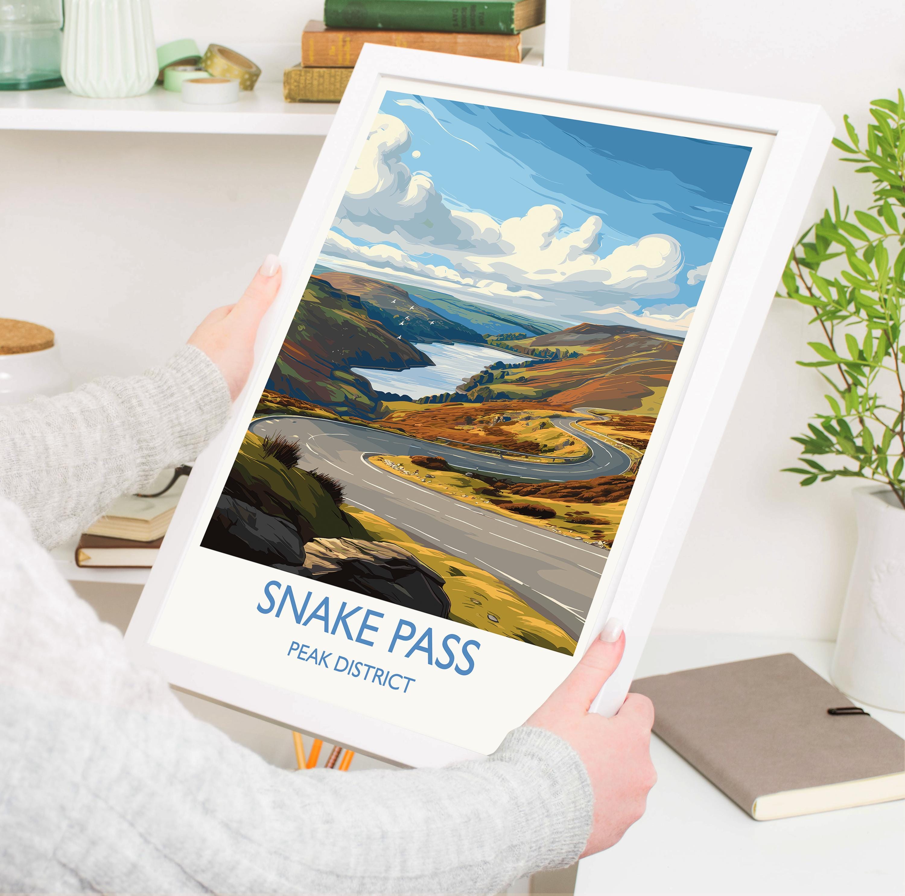 Snakes Pass Peak District Travel Print Wall Art, Travel Poster of Peak District Art Lovers Gift, English Countryside NQ Media Designs