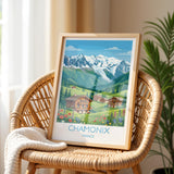 Chamonix Travel Print Wall ArtTravel Poster of Chamonix, French Alps Summer Art Lovers Gift, Wall Art Print NQ Media Designs