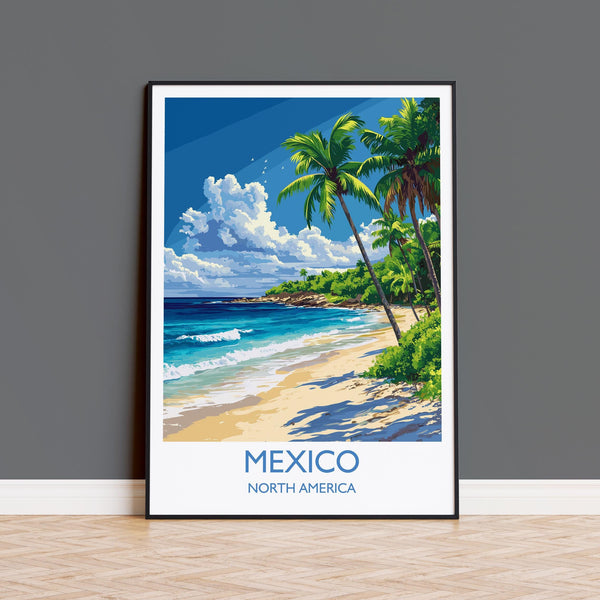 Mexico Travel Print Wall Art, Travel Poster of Mexico, Mexico Coast Art Gift, Mexico Art Lovers Gift,