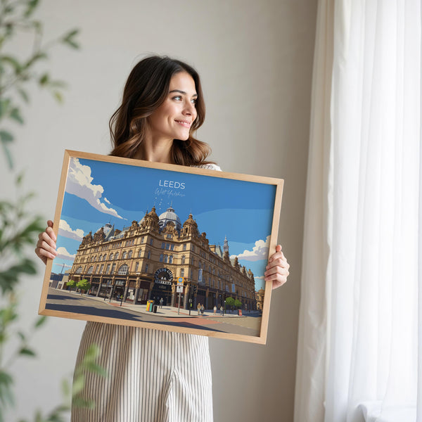 Leeds City Art Print, Leeds Markets, West Yorkshire Landscape Poster, England UK City Travel Decor