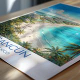 Cancun Mexico Print, Beach Wall Art with Border, Caribbean Poster, Mexico Travel Print, Cancun Gift Print