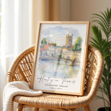 Henley on Thames Poster, Travel Print of Henley,Henley on Thames Watercolour Art Lovers Gift,Oxfordshire, English Countryside Wall Art NQ Media Designs