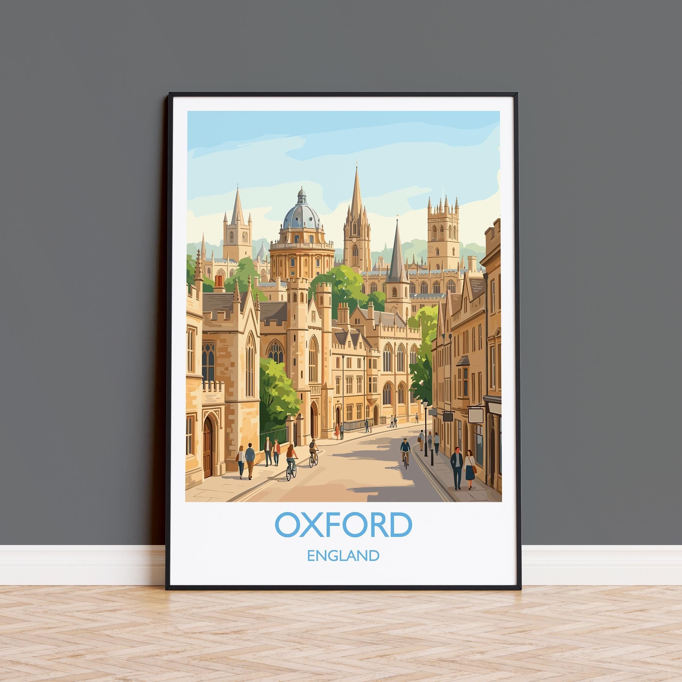 Oxford Travel Poster, Oxford University Wall Art, Radcliffe Camera Print, Historic City Illustration, Vintage Style UK City, Oxford Gift NQ Media Designs