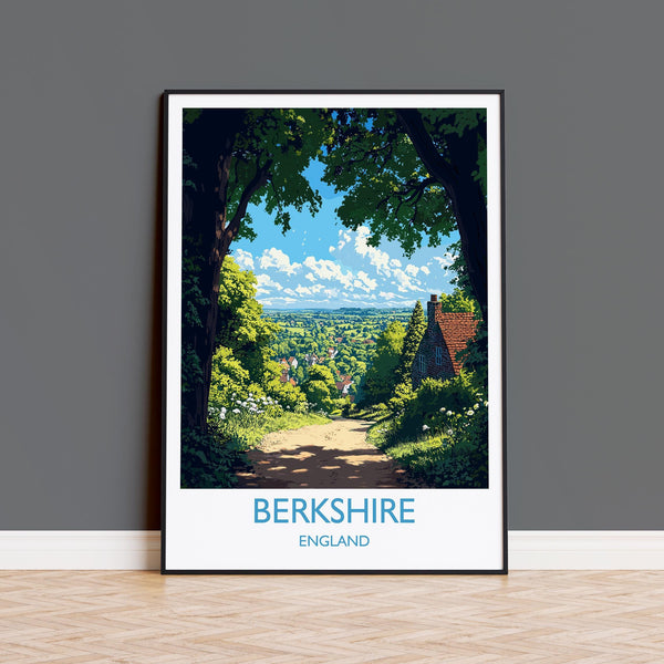 Berkshire Travel Poster Wall Art, Berkshire Travel Print, English Countryside Art Gift, Wall Art Print