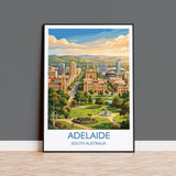 Adelaide Australia Travel Poster, Adelaide Skyline Wall Art, River Torrens Print, South Australia Cityscape Illustration, Australia Decor