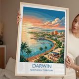 Darwin Australia Travel Poster, Darwin Waterfront Wall Art, Northern Territory Print, Tropical Cityscape Illustration, Australia Art Decor