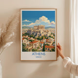Athens Greece Print, Acropolis Wall Art with Border, Parthenon Poster, Greece Travel Print, Athens Gift Print