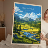 Yellowstone National Park Travel Print Wall Art, Travel Poster of Yellowstone, National Park Art Lovers Gift, Wyoming, USA, Wall Art Gift NQ Media Designs