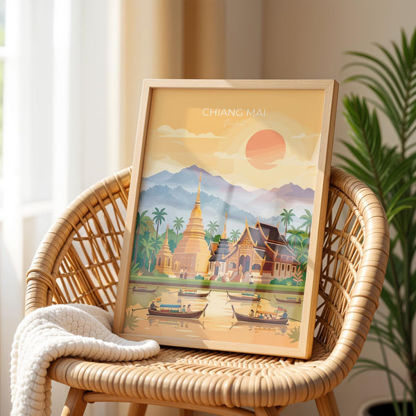 Chiang Mai Travel Poster, Travel Print of Chiang Mai, Thailand, Chiang Mai Art Lovers Gift, Wall Art Print