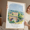Chatsworth Travel Print Wall Art, Travel Poster of Chatsworth, England, Peak District Art Lovers Watercolour Gift, English Countryside
