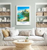 Langkawi Malaysia Travel Poster, Tropical Island Wall Art, Langkawi Beach Print, Malaysia Travel Poster, Asian Paradise Illustration