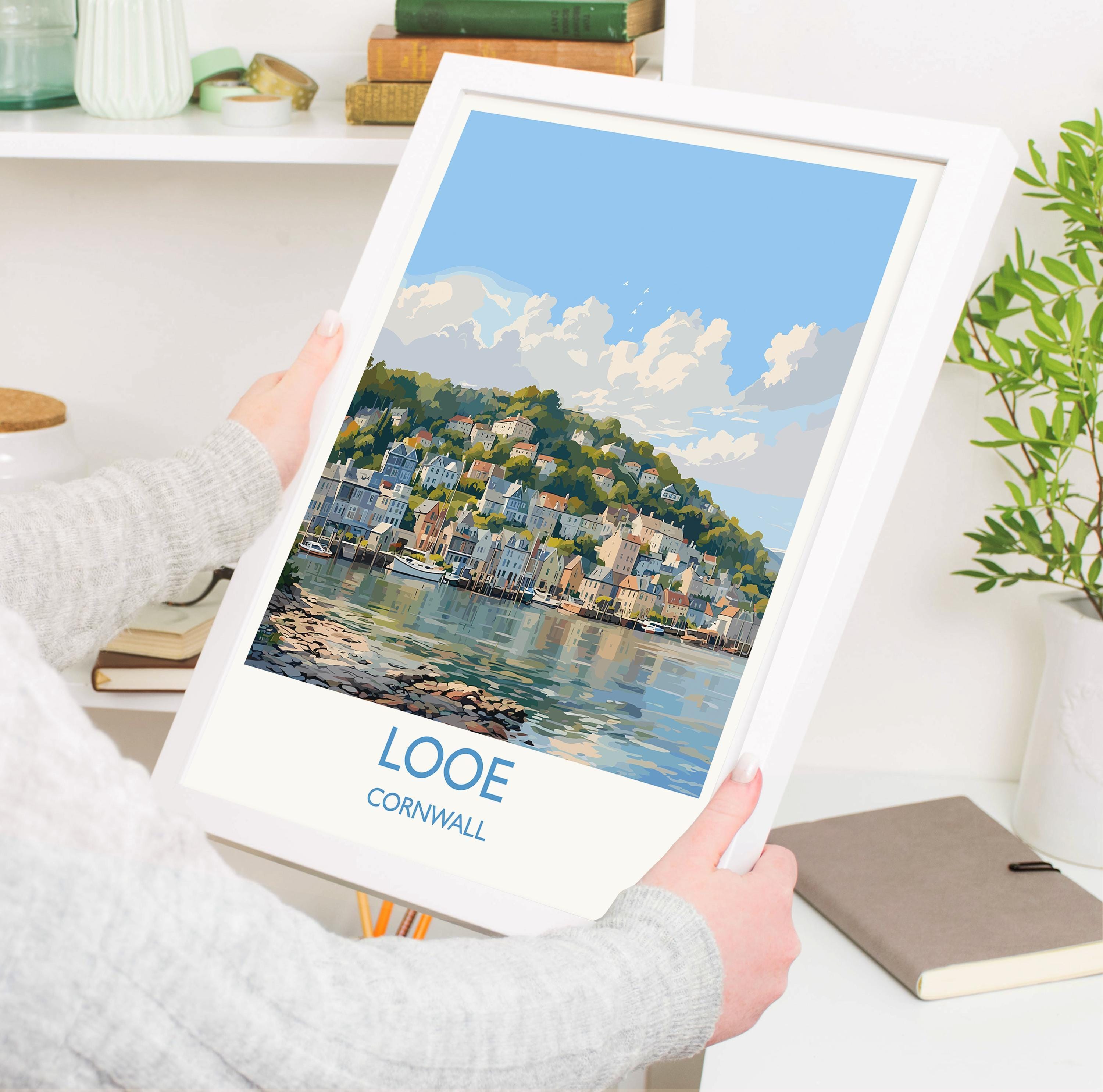 Looe Travel Print, Travel Poster of Looe, England, Cornwall Art, Looe Art Lovers Gift, Wall Art Print NQ Media Designs