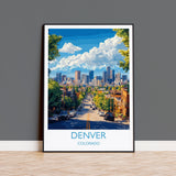 Denver Travel Poster Wall Art, Travel Print of Denver, Colorado, USA, Denver Art Lovers Gift NQ Media Designs