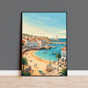 Cascais Portugal Travel Print, Portuguese Coast Wall Art, Seaside Town Poster, Atlantic Ocean Landscape Illustration, Europe Decor