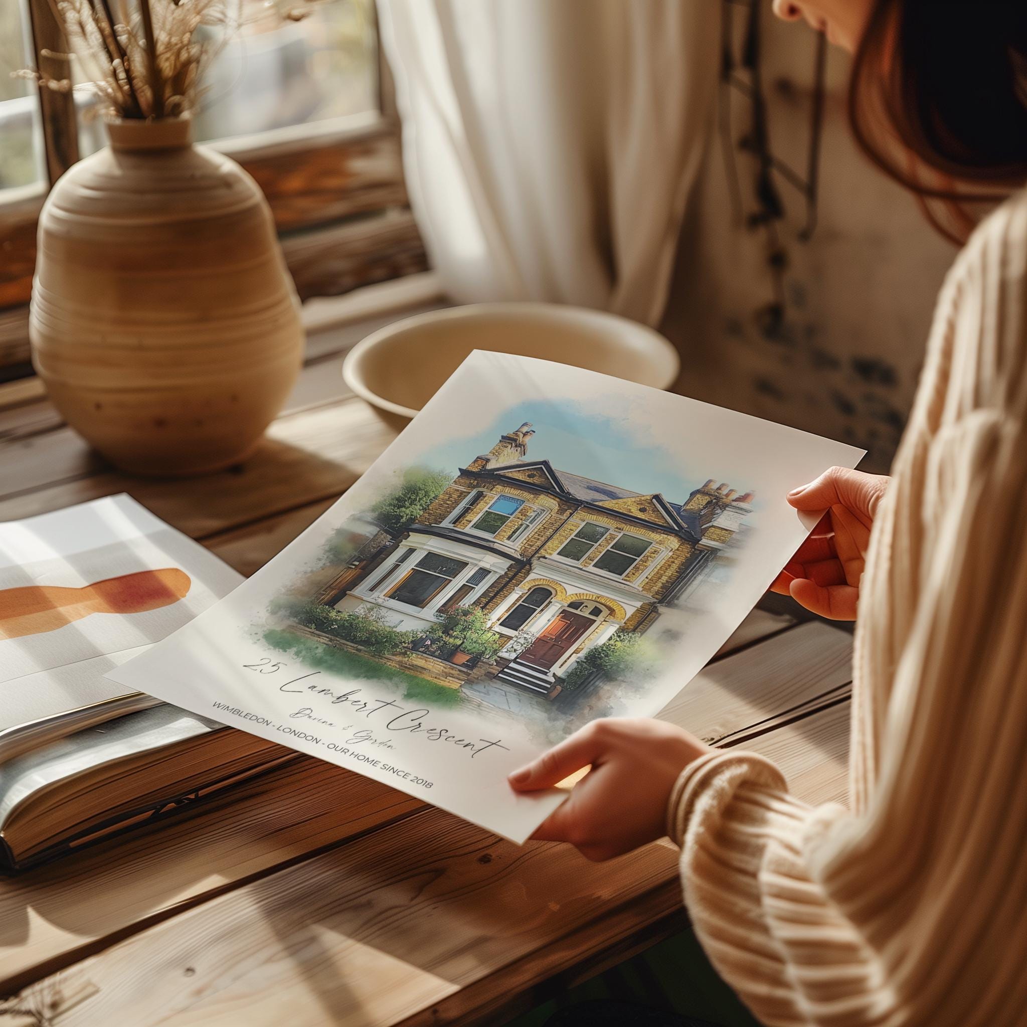 Personalised Watercolour House Portrait, Home Portrait, House Warming Gift, New Home Gift, First Home, Digital Wall Art Watercolour Decor NQ Media Designs