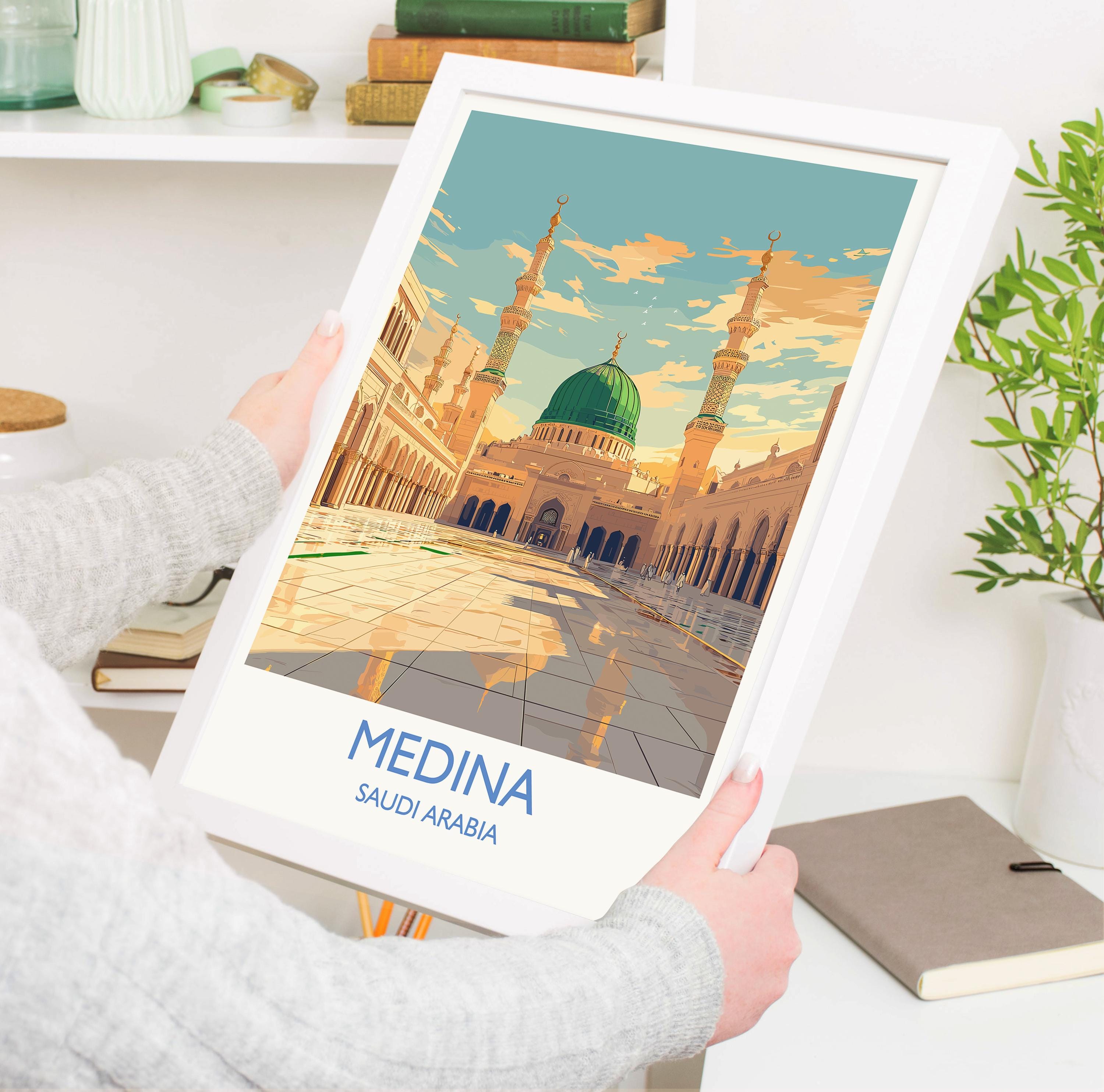 Medina Poster Wall Art, Medina Travel Print, Saudi Arabia Wall Art Gift, Medina Art Lovers Gift, Travel Wall Decor NQ Media Designs
