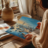 Portsmouth Travel Print Poster, Southsea & Spinnaker Tower Wall Art, Hampshire Coastal City Illustration, UK Travel Decor, Seaside Gift