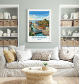 Gothenburg Sweden Travel Poster, Skansen Kronan Wall Art, Gothenburg Tram Print, Historic City & Harbour, Swedish Travel Poster