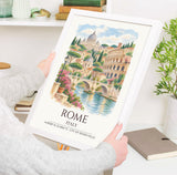 Rome Italy Watercolour Print, Colosseum Wall Art, St Peter's Basilica Poster, Tiber River Print, Italian Coordinates Print