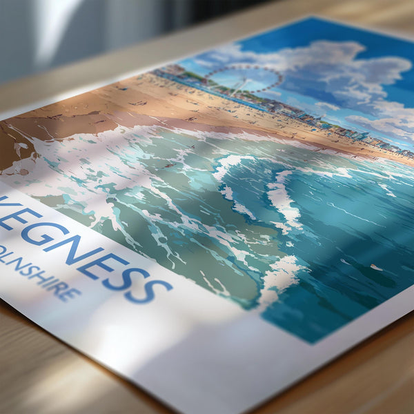 Skegness Travel Poster Wall Art, Travel Print of Skegness, England, Lincolnshire Seaside Art Lovers Gift, Travel Art Gift