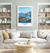 Tromsø Norway Print, Northern Lights Wall Art with Border, Arctic Cathedral Poster, Norway Travel Print, Tromsø Gift Print