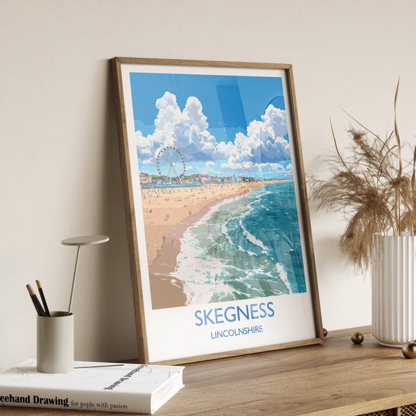 Skegness Travel Poster Wall Art, Travel Print of Skegness, England, Lincolnshire Seaside Art Lovers Gift, Travel Art Gift