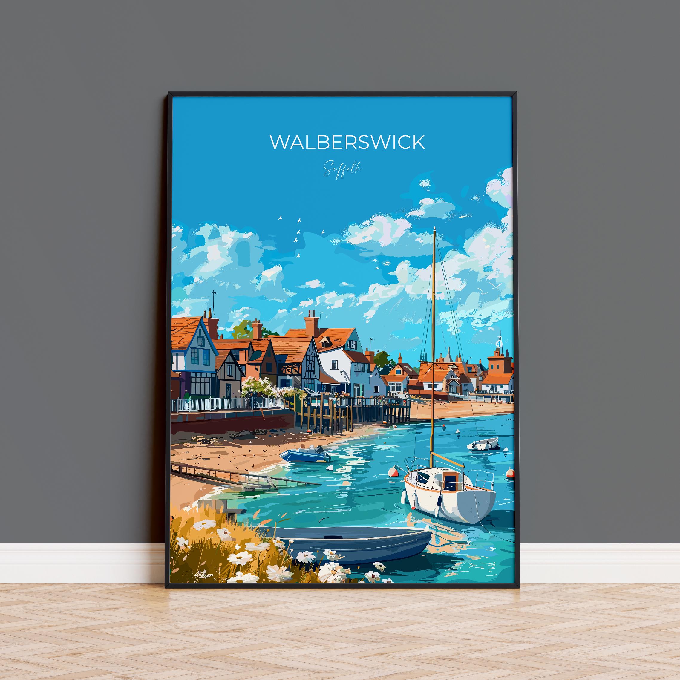 Walberswick Travel Poster, Travel Print of Walberswick, Walberswick Art Lovers Gift, Suffolk Coast Wall Art NQ Media Designs