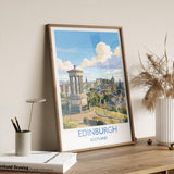 Calton Hill Edinburgh Print, Edinburgh Skyline Wall Art with Border, Scotland Travel Print, National Monument Poster, Edinburgh Gift
