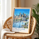 Melbourne Australia Print, Victoria Wall Art, Yarra River Travel Poster, Australian City Decor, Melbourne Gift