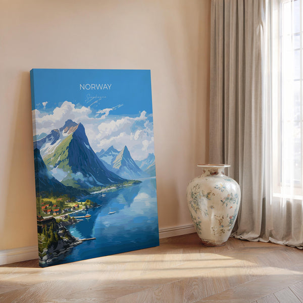 Norway Travel Poster, Travel Print of Fjords, Norway Poster, Scandinavia Art Gift, Norway Art Lovers Travel Gift