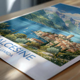 Malcesine Print, Lake Garda Wall Art with Border, Scaliger Castle Poster, Italy Travel Print, Malcesine Gift Print