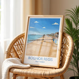 Bognor Regis Travel Poster Wall Art, Travel Print of Bognor Regis, West Sussex, English Seaside Town Art, England Art Gift NQ Media Designs