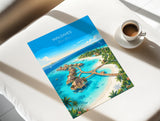 Maldives Indian Ocean Travel Print, Tropical Island Wall Art, Maldives Beach Poster, Overwater Bungalows, Luxury Island Travel Poster