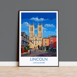 Lincoln Travel Poster Wall Art, Travel Print of Lincoln Cathedral, England, Lincolnshire Art Lovers Gift, Travel Art Gift NQ Media Designs