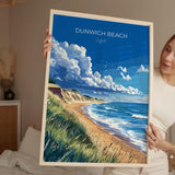 Dunwich Beach Travel Poster, Travel Print of Dunwich Beach,Dunwich Beach Art Lovers Gift, Suffolk Coast Wall Art NQ Media Designs