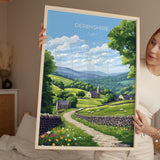 Derbyshire Travel Print Wall Art, Derbyshire Travel Poster, English Countryside Art Gift, Wall Art Print NQ Media Designs