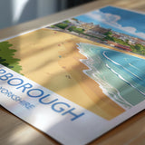 Scarborough Beach Travel Print, Travel Poster of Scarborough, North Yorkshire Gift, England, Scarborough Gift, Wall Art Print NQ Media Designs