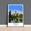 Wells Travel Poster Wall Art, Travel Print of Wells Cathedral England, Somerset Art Lovers Gift, Travel Art Gift NQ Media Designs