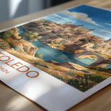 Toledo Spain Print, Toledo Cathedral Wall Art with Border, Alcazar Poster, Spain Travel Print, Toledo Gift Print