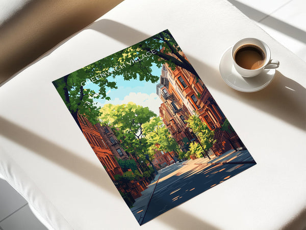 Greenwich Village New York Travel Poster Wall Art, Travel Print of Greenwich Village, New York Art Lovers Gift, USA Art Gift