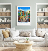 La Boca Buenos Aires Travel Poster, Caminito Wall Art, Colourful Argentina Print, Buenos Aires Illustration, Vintage Style South America