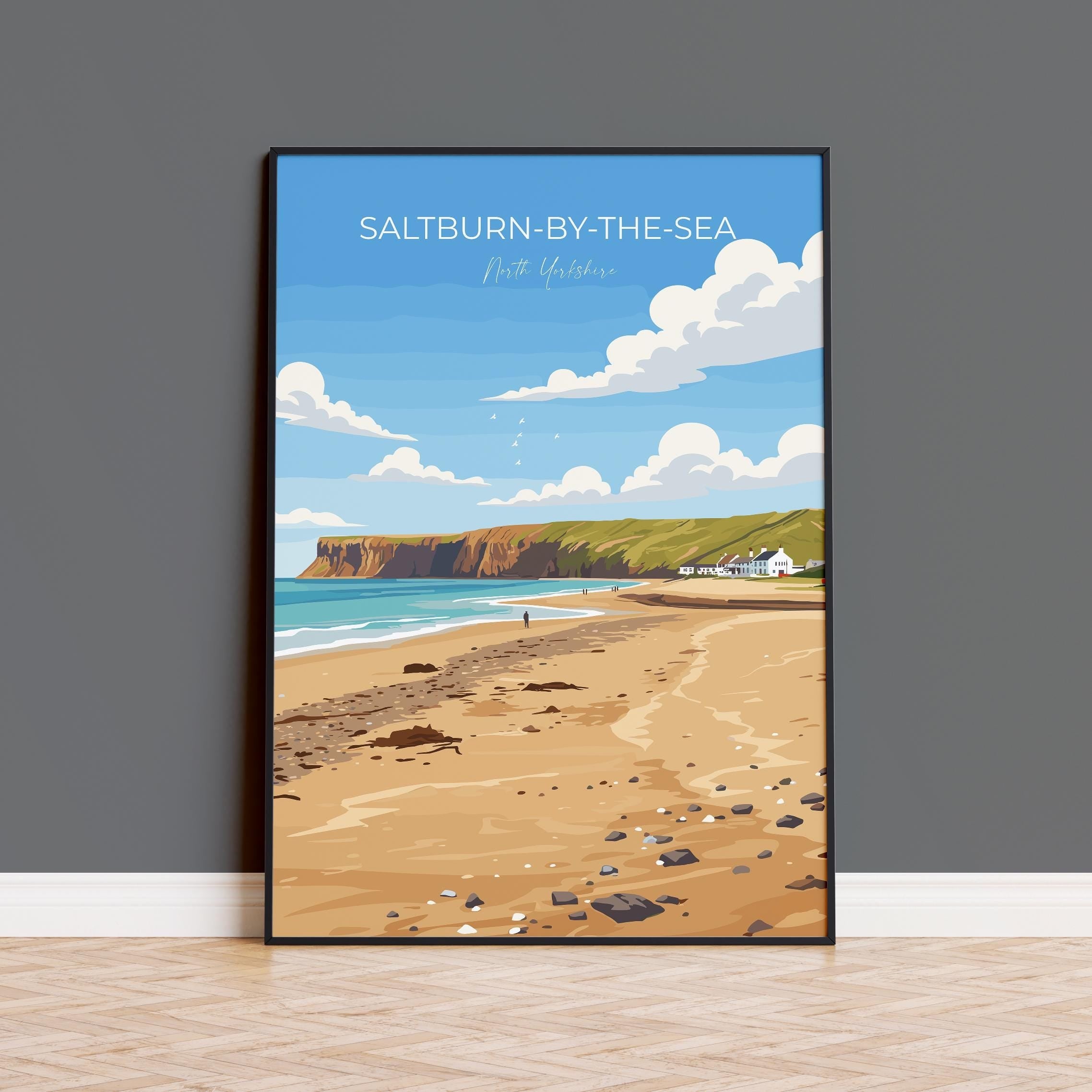 Saltburn by the Sea Travel Poster, Travel Print of Saltburn by the Sea, Yorkshire Gift, England, North Yorkshire Art, Saltburn Wall Art Gift NQ Media Designs