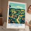 Oxfordshire Travel Poster Wall Art, Oxfordshire Travel Print, English Countryside Art Gift, Wall Art Print