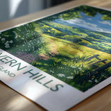 Malvern Hills Travel Poster Wall Art, Malvern Hills Travel Print, English Countryside Art Gift, Wall Art Print NQ Media Designs