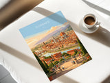 Florence Italy Travel Print, Piazzale Michelangelo View, Florence Skyline Wall Art, Duomo Poster, Tuscany Vintage Travel Poster