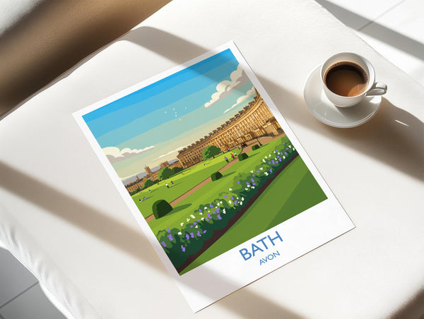 Bath Travel Print, Travel Poster of Bath, England, Cotswolds Art, Bath Gift, Avon Wall Art Print