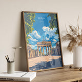 Berlin Travel Poster Wall Art, Travel Print of Berlin, Brandenburg Gate, Berlin Art Lovers Gift, Germany Art Gift NQ Media Designs