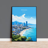 Penang Travel Poster Wall Art, Travel Print of Penang, Malaysia, Penang Art Gift, Wall Art Travel Gift NQ Media Designs