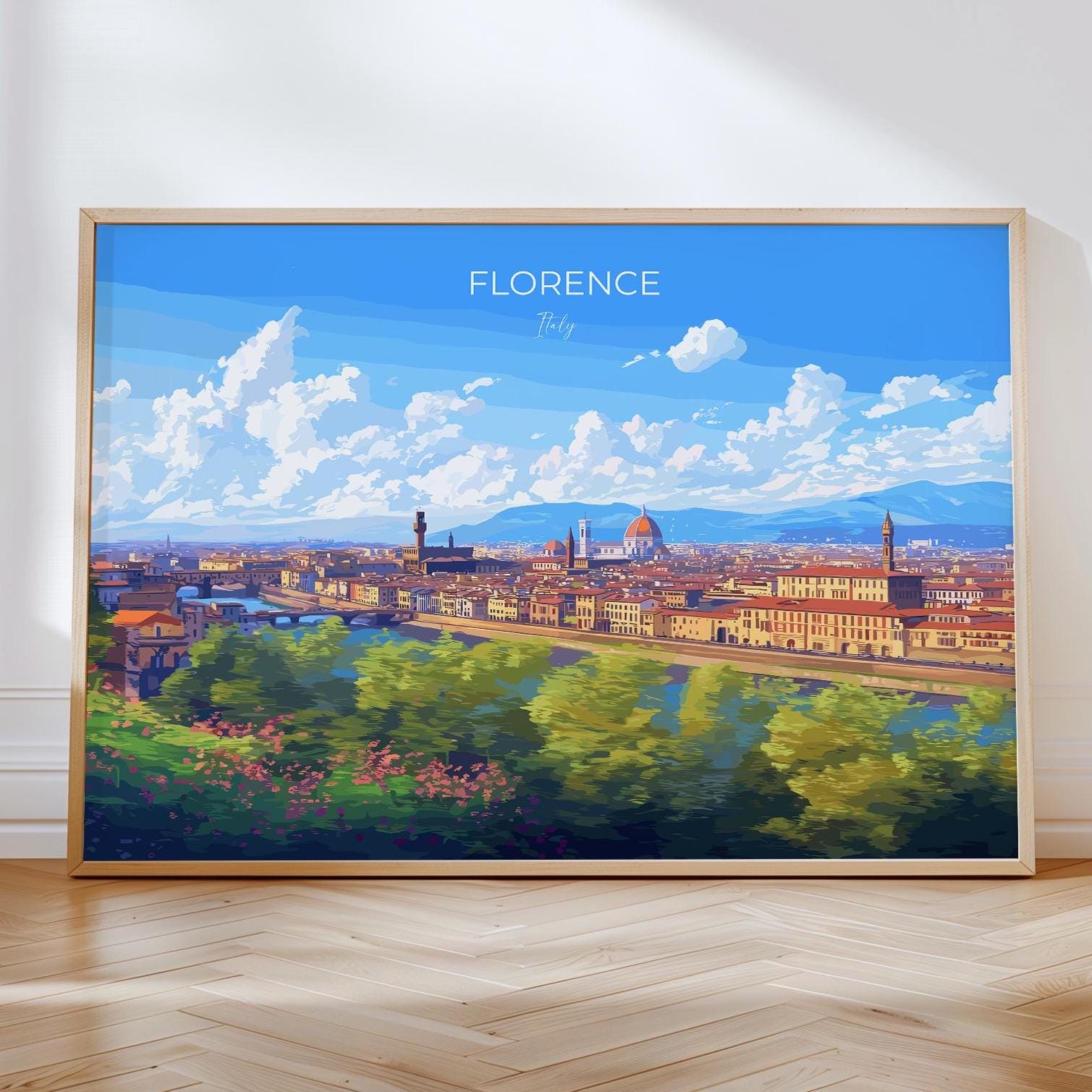 Florence Travel Poster Wall Art City Landscape, Travel Print of Florence, Tuscany Art Lovers Gift,Italy Art Gift NQ Media Designs