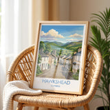 Hawkshead Print, Lake District Wall Art with Border, Cumbria Poster, England Travel Print, Hawkshead Gift Print